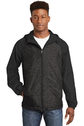 Sport-Tek® Heather Colorblock Raglan Hooded Wind Jacket 